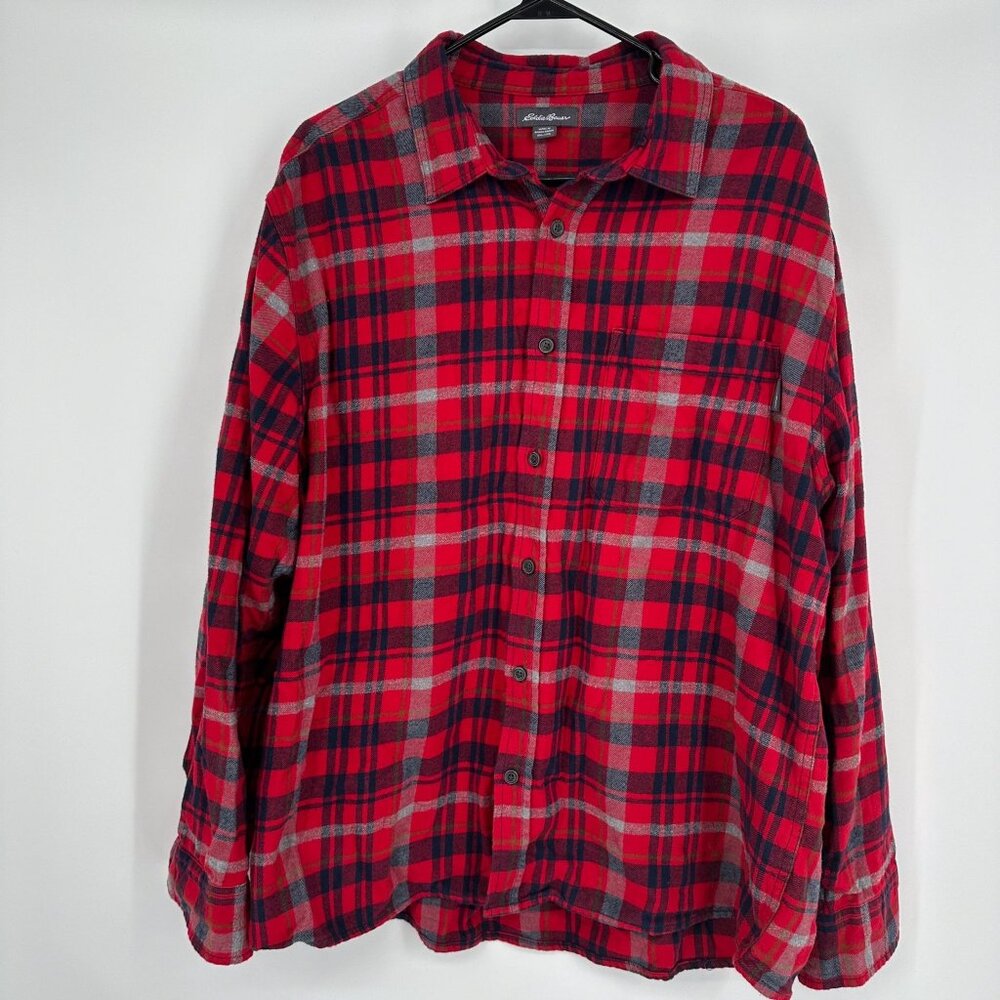 Eddie Bauer Men's Flannel Plaid Shirt Red Size‎ XXL